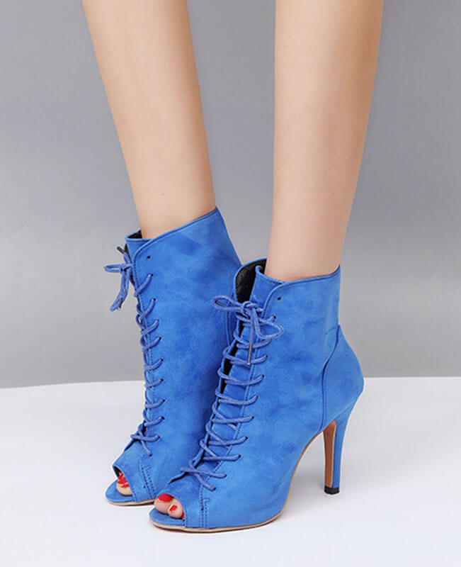 Royal blue cheap open toe booties