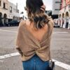 Sexy Cross Backless Batwing Knit Sweater