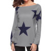 Star Print One Shoulder Tops