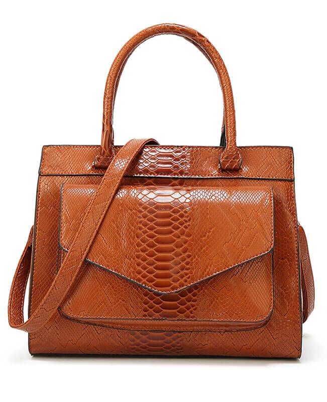 Simple Style Tote Snakeskin Handbags