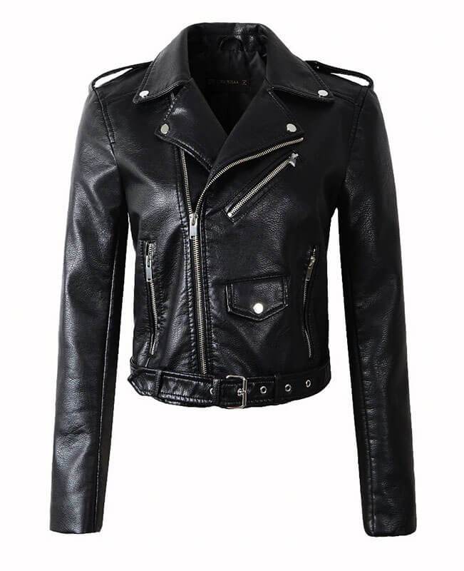Faux Leather Motorcycle Jacket Women