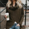 Button Front Cross Knitted Pullover