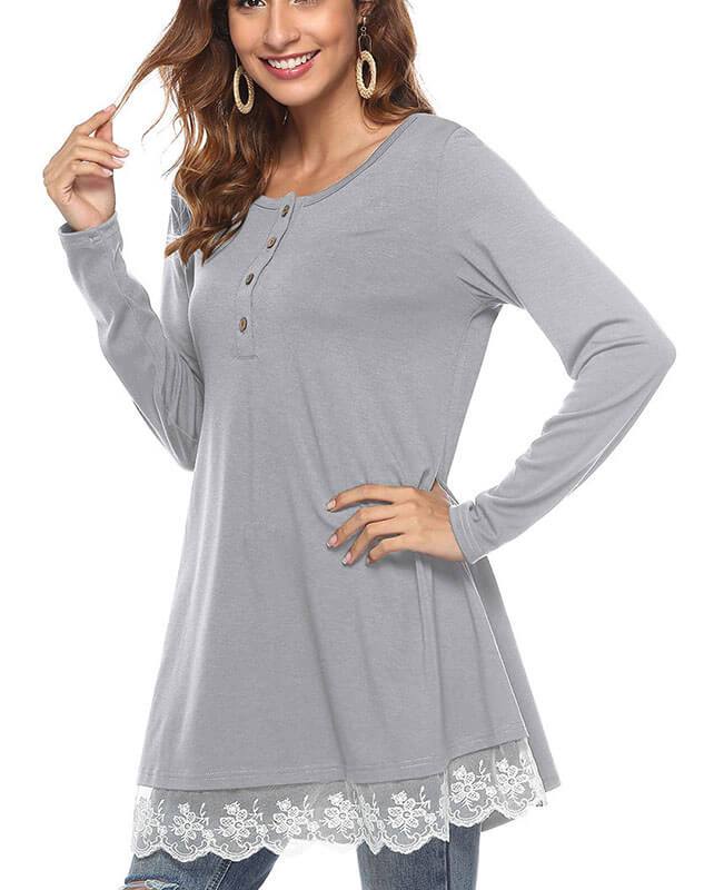 Lace Stitching Loose long sleeve shirts