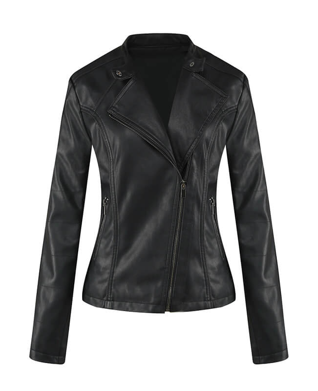 Womens Black Faux Leather Jacket