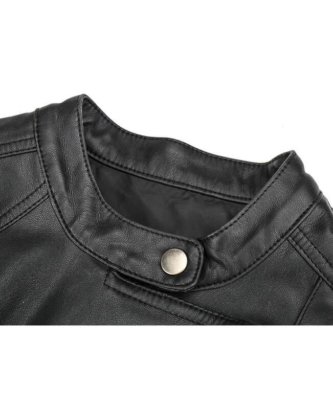 Womens Black Faux Leather Jacket-4