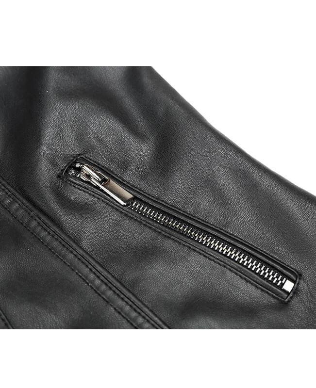 Womens Black Faux Leather Jacket-5