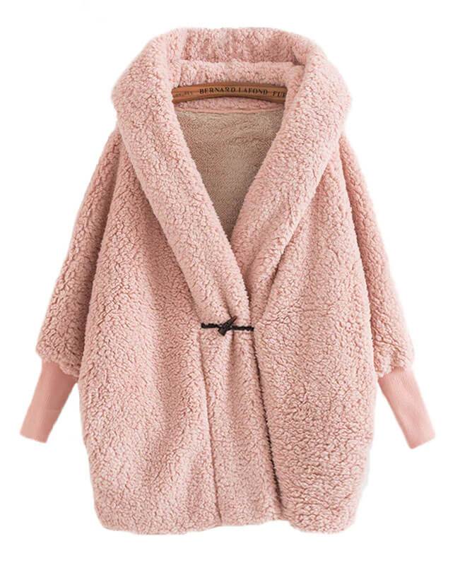 Batwing Sleeve Wool Coat with Hood