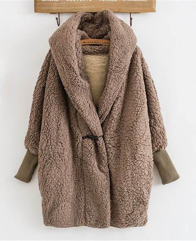 Batwing Sleeve Wool Coat with Hood