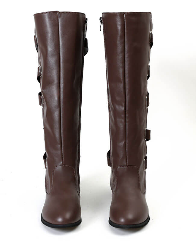 Buckle Cross Straps Knee Length Boots-7