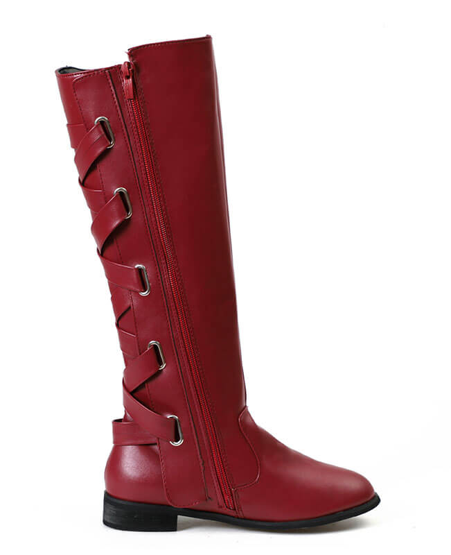 Buckle Cross Straps Knee Length Boots-9