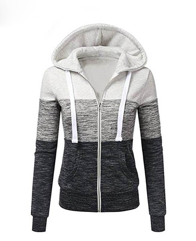 Color Patchwork Hooded Hoodie Jacket