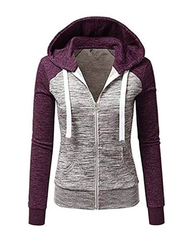 Color Patchwork Hooded Hoodie Jacket