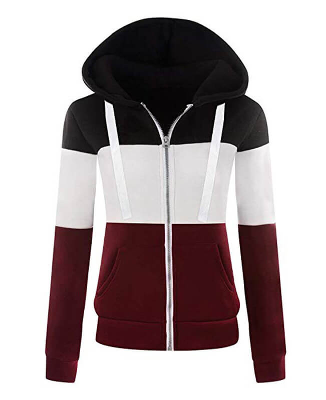 Color Patchwork Hooded Hoodie Jacket