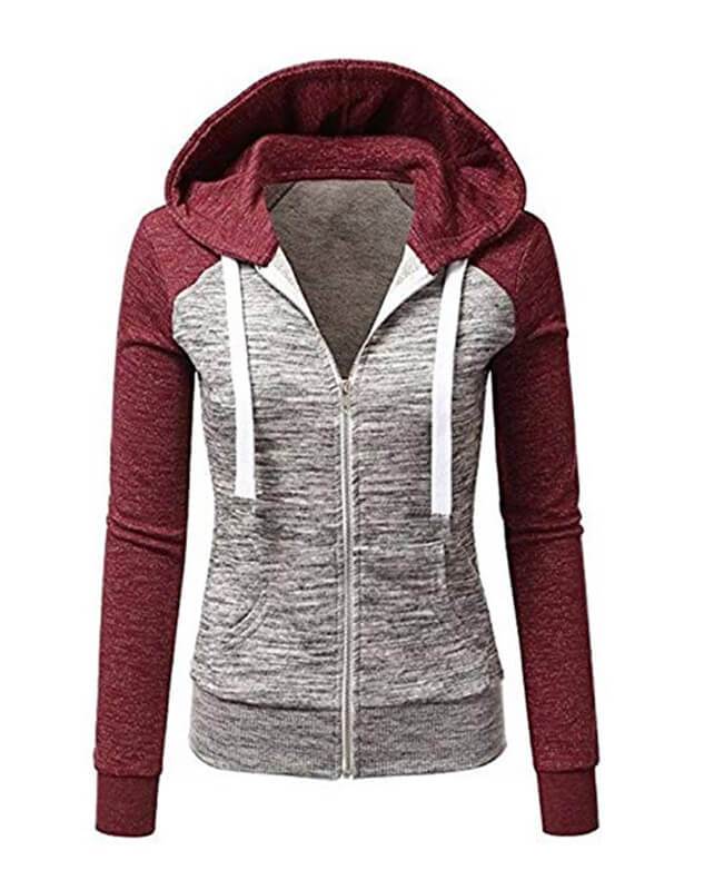Color Patchwork Hooded Hoodie Jacket
