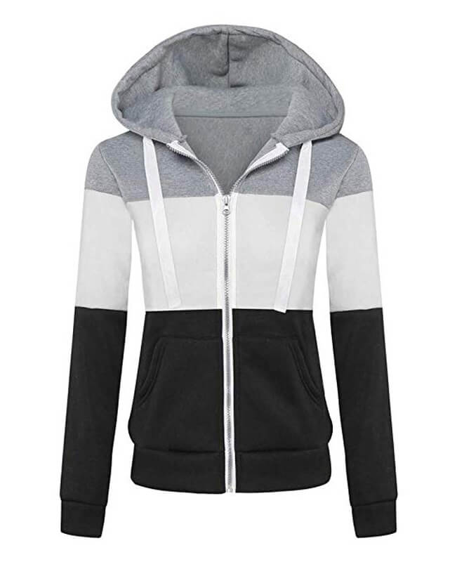 Color Patchwork Hooded Hoodie Jacket
