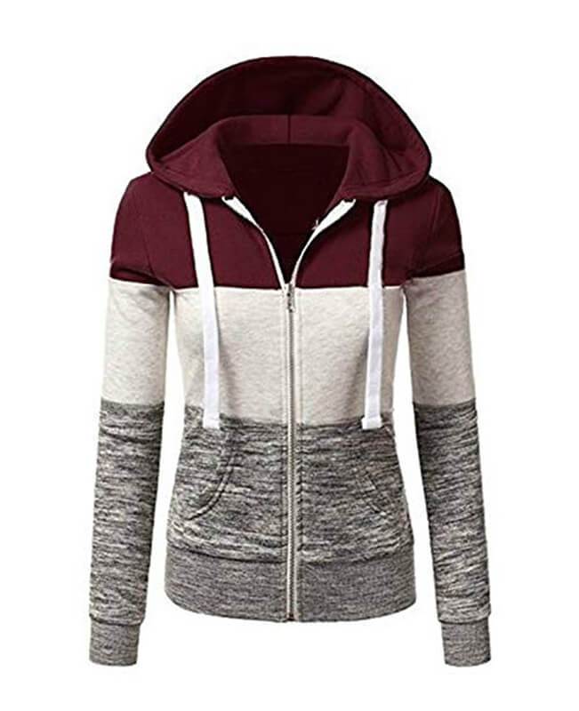 Color Patchwork Hooded Hoodie Jacket