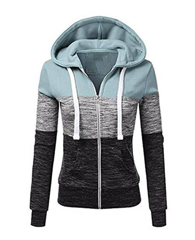 Color Patchwork Hooded Hoodie Jacket