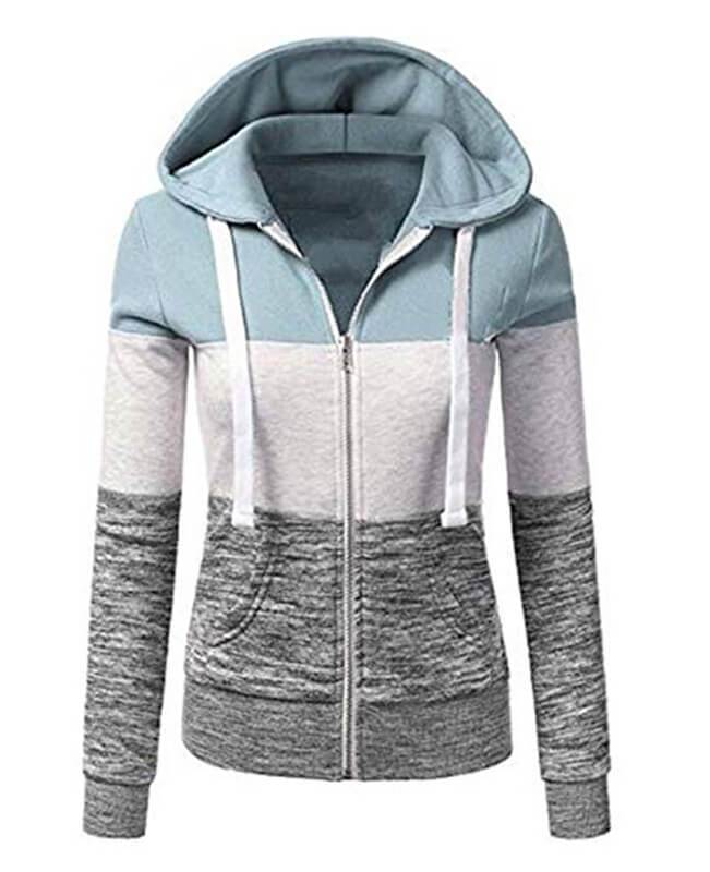 Color Patchwork Hooded Hoodie Jacket