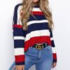 Batwing Sleeve Rainbow Striped Sweater