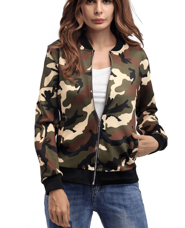 Short Military Bomber Ladies Camo Jacket