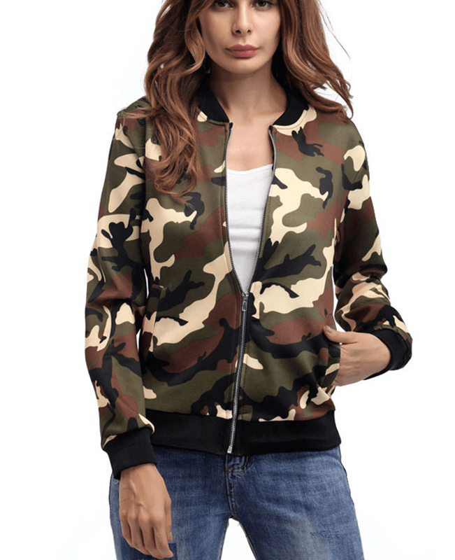 Short Military Bomber Ladies Camo Jacket| Short Camo Jacket Womens