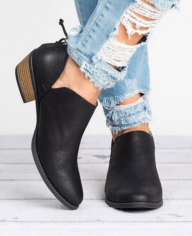 Square Heel Pointed Toe Chunky Boots