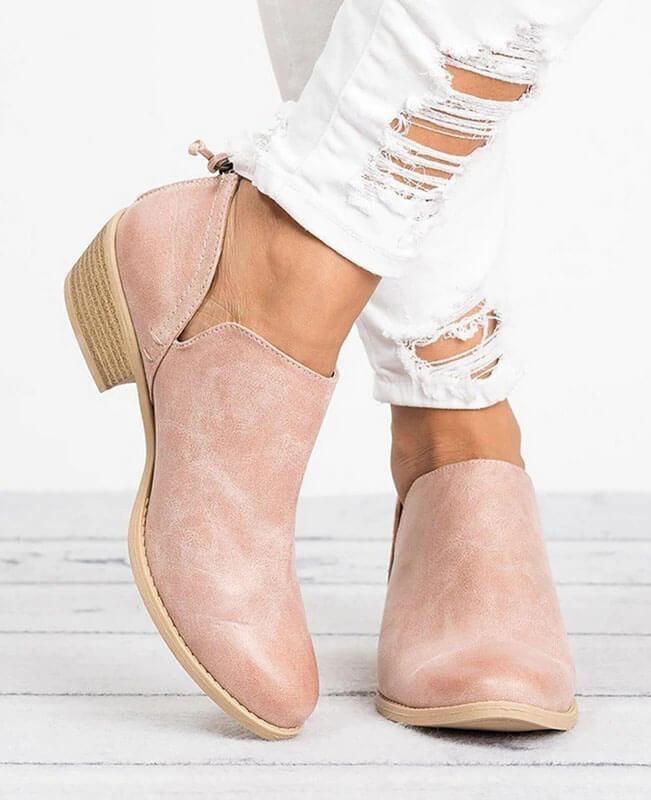 Square Heel Pointed Toe Chunky Boots