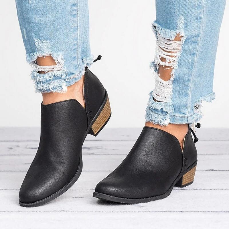 Square Heel Pointed Toe Chunky Boots-4