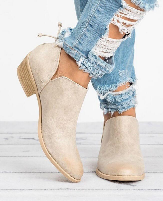 Square Heel Pointed Toe Chunky Boots