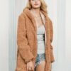Solid Color Thick Fur Hooded Jacket
