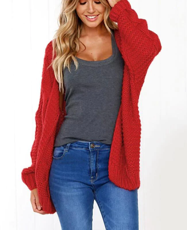 Oversized Knit Cardigan Baggy Sweaters-7
