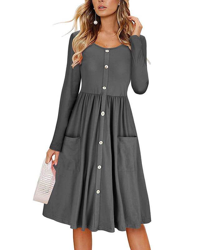 Shop midi swing dress at Seamido.com and receive free shipping over $35. Complete your wardrobe with our swing dresses.-1