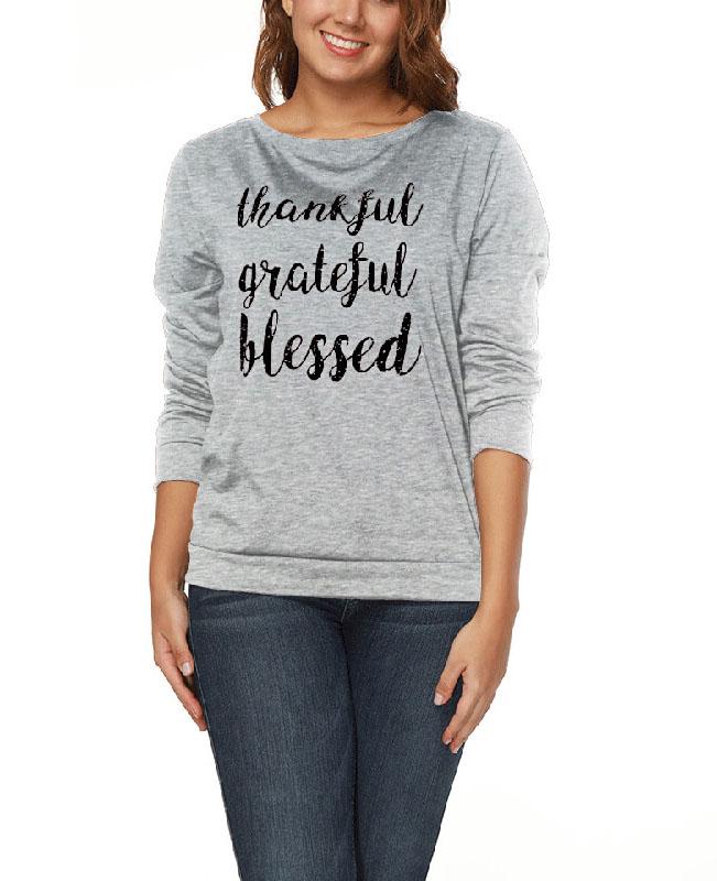 Long Sleeve Loose Letter Printed Tops