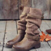 Cable Knit Mid Calf Boots