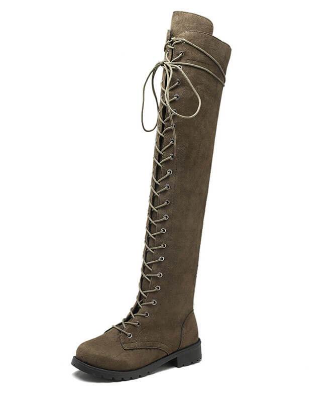 Combat Knee High Lace Up Boots
