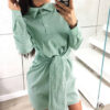 Long Sleeve Tie Striped Shirt Dress