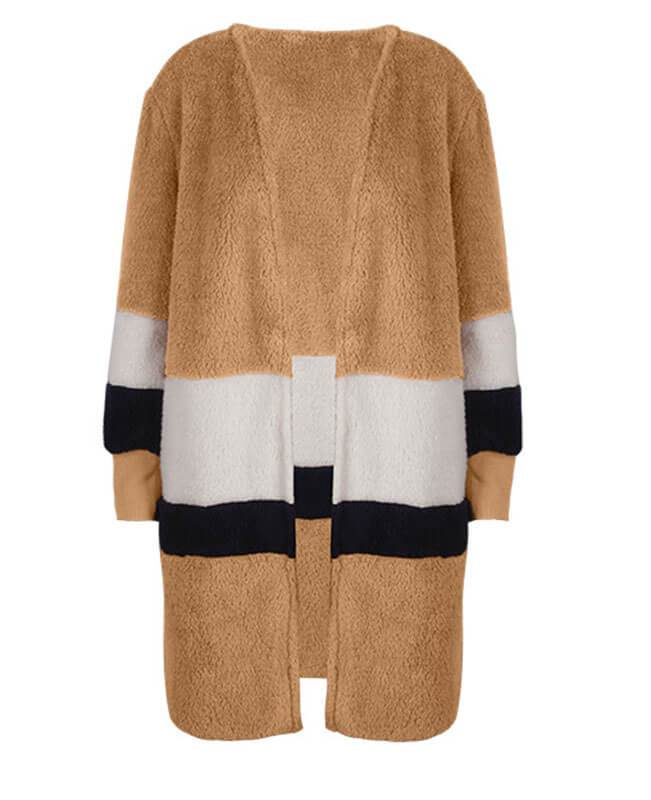 Long Stitching Velvet Fluffy Jacket