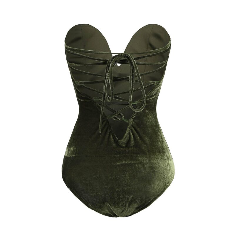 Velvet Jumpsuits Strapless Backless Bodysuit-8
