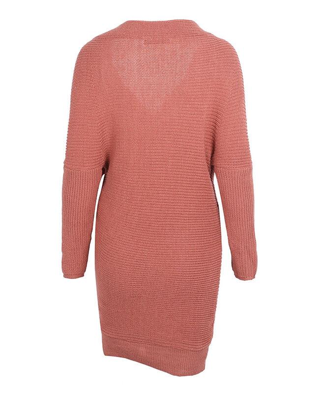 V-neck Long Sleeve Knit Dress-6