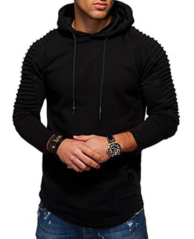 Pleat Hem Curved Cool Hoodies