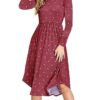 Dot Print Swing Midi Length Dresses
