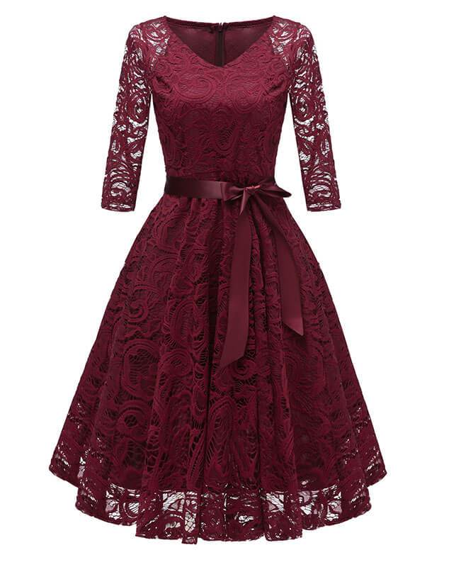 2/3 Sleeve Lace Cocktail Dress