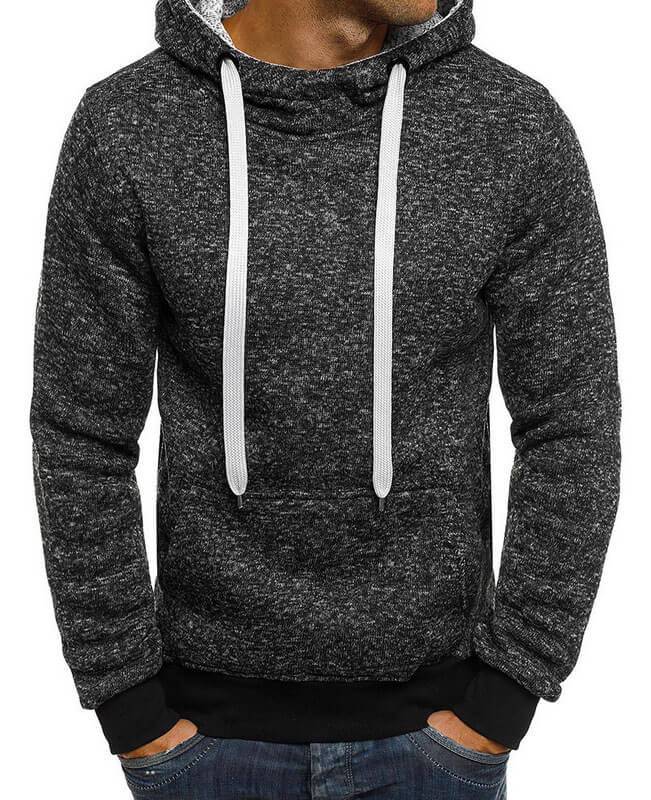 Drawstring Solid Color Hooded Pullover Hoodies