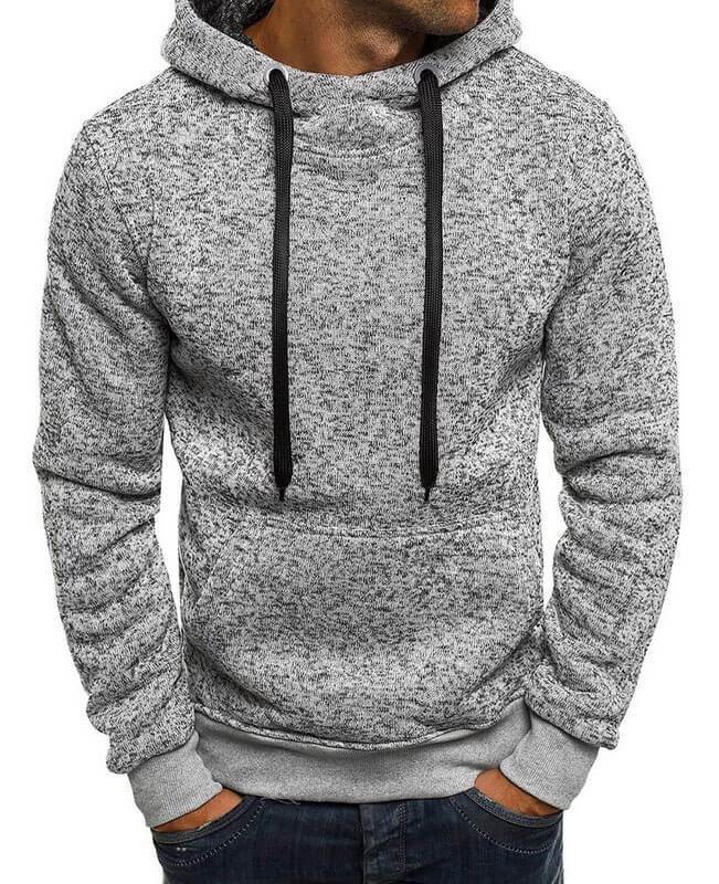 Drawstring Solid Color Hooded Pullover Hoodies