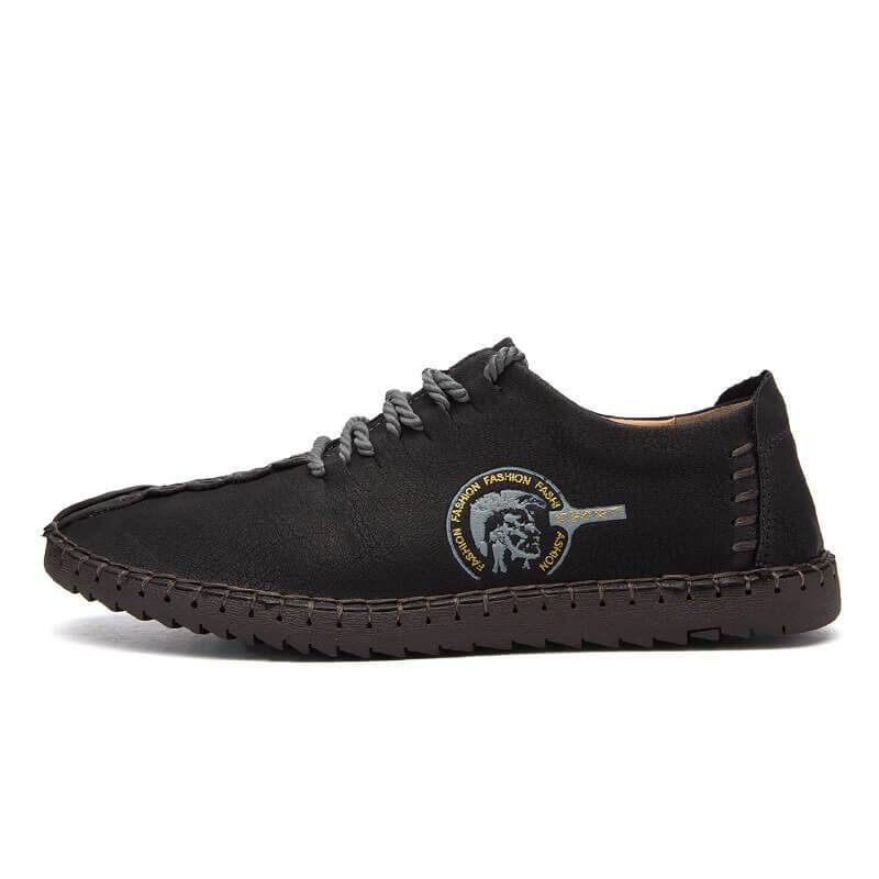 Lace Up Plush Leather Shoes