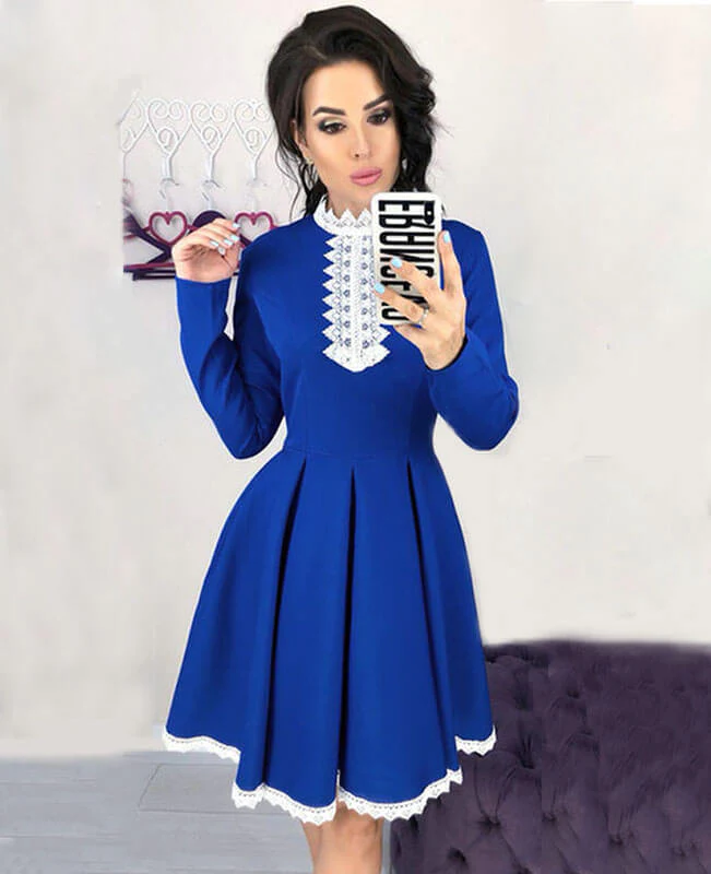 Long Sleeve Crochet Lace A-line Dress