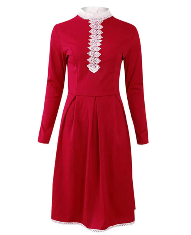 Long Sleeve Crochet Lace A-line Dress