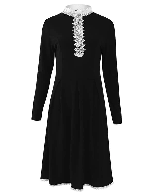 Long Sleeve Crochet Lace A-line Dress
