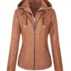 Removable Hooded Faux Leather Jacket