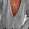 Solid Color Deep V Neck Sweater
